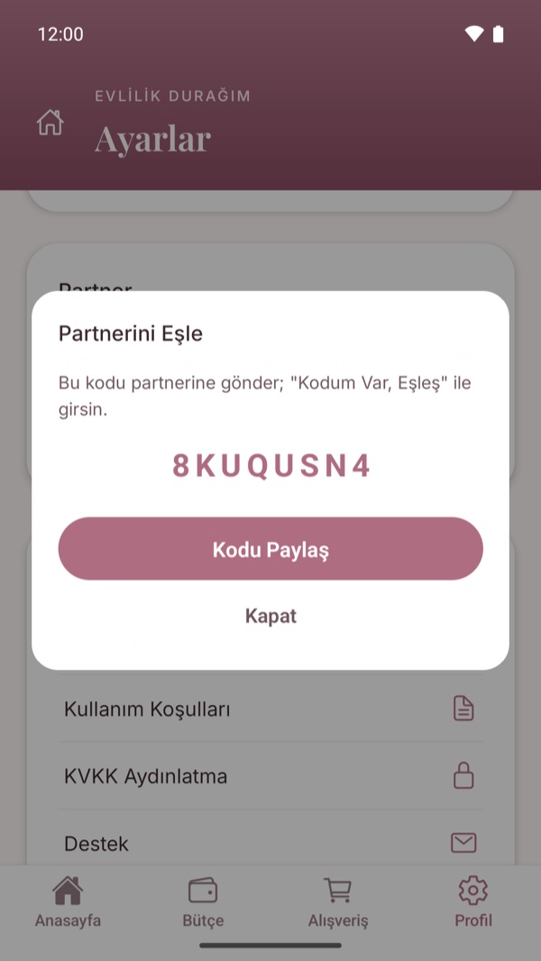 Partnerinizle paylaşın